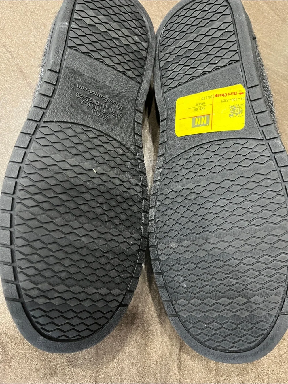 dearfoams Charcoal Gray Wool Slip-On Loafers with Brown Trim, size 7-8